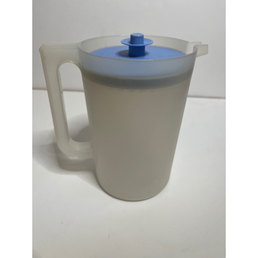 Tupperware Pitcher Blue  Push Button Lid Vintage